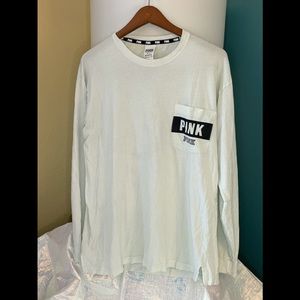 PINK t-Shirt Longsleeve White with black letters